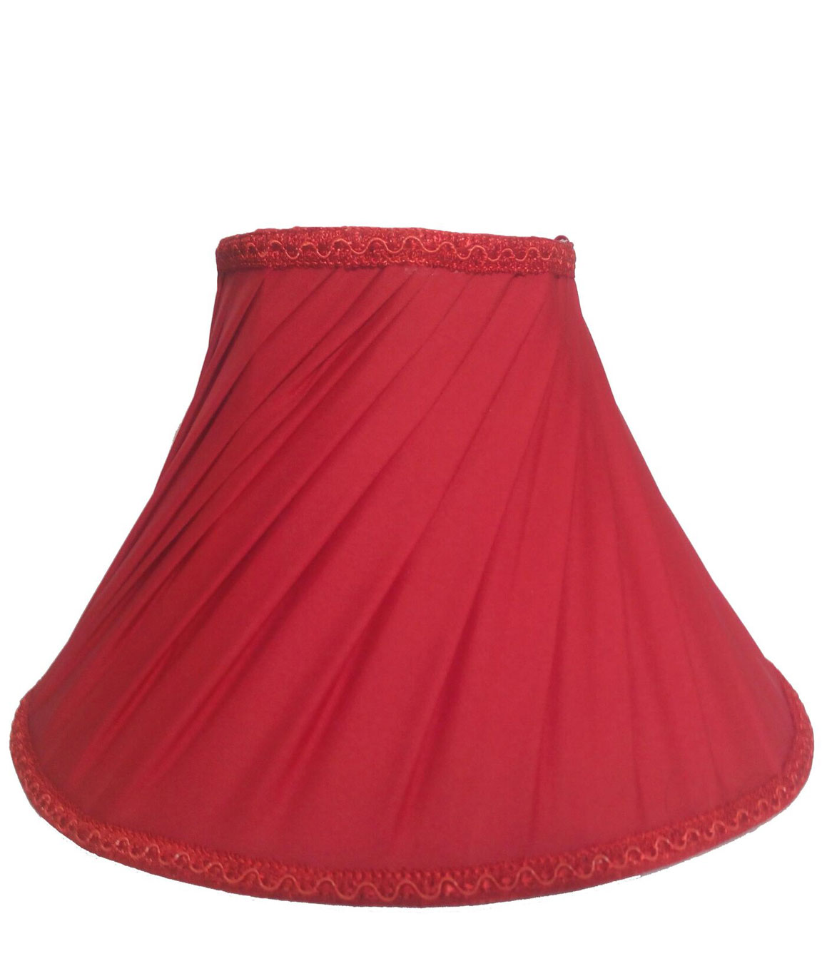RDC 10 Inches Round Slanting Pleated Red with Lace Border Lamp Shade for Table Lamp