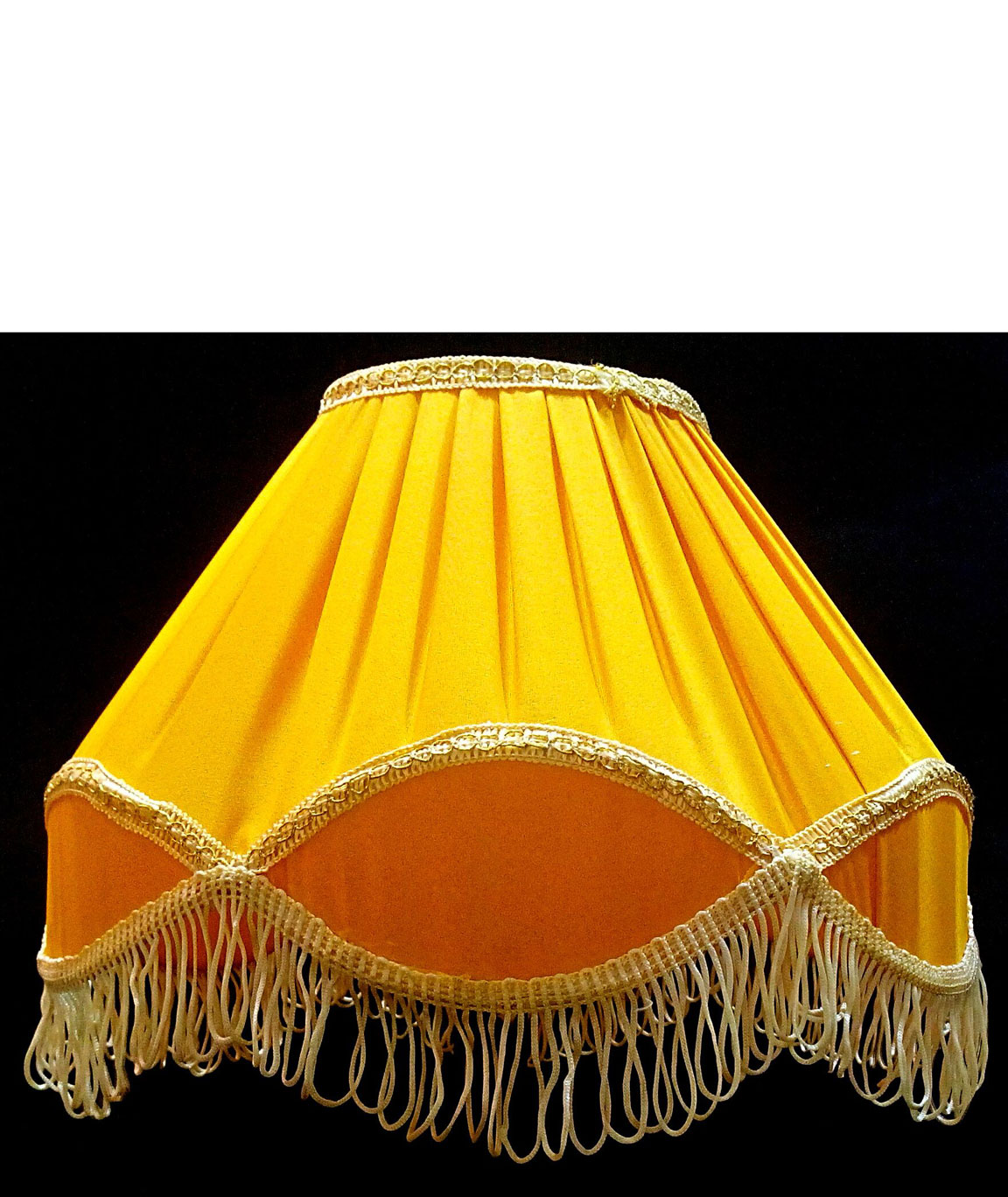 RDC 12 Inches Round Pleated Yellow with Golden Lace Border with Frills Lamp Shade for Table Lamp