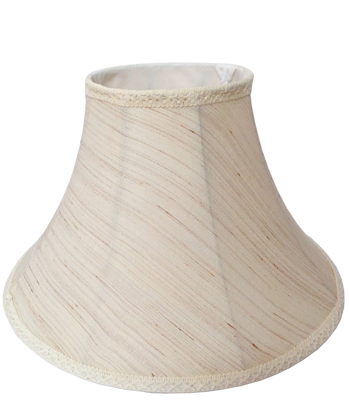 RDC 12 Inches Round Slanting Cream-Khadi with Lace Border Lamp Shade for Table Lamp (E27 Holder Ring Size)
