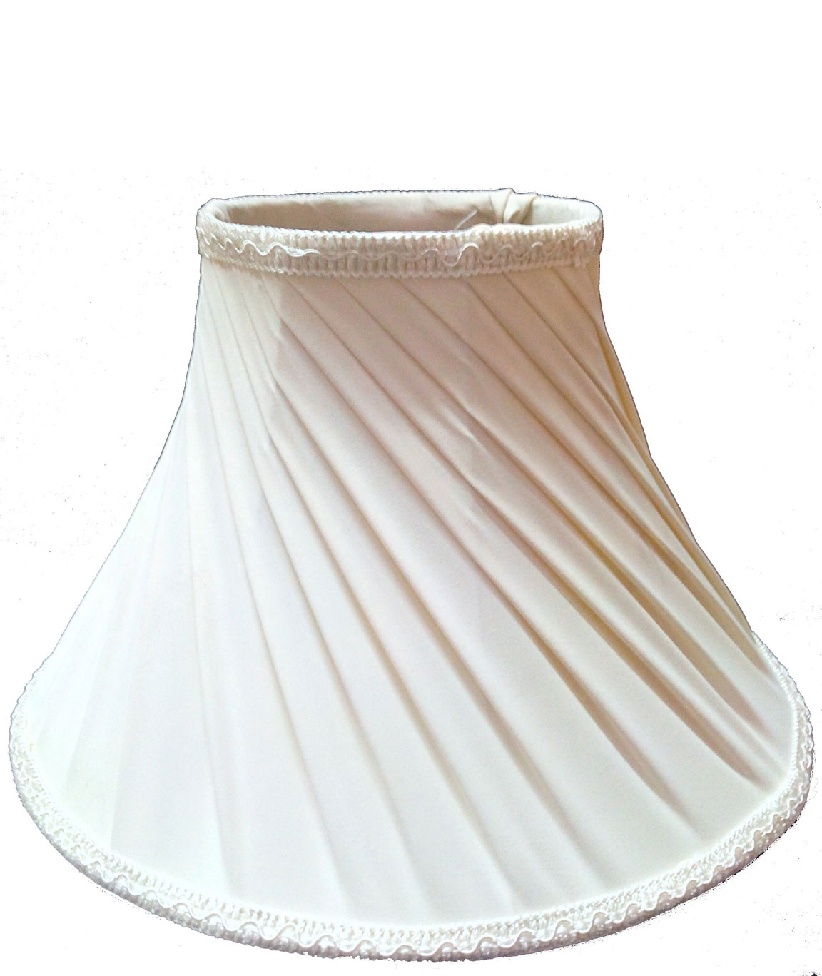 RDC 12 Inches Round Slanting Pleated Cream with Lace Border Lamp Shade for Table Lamp (E27 Holder Ring Size)