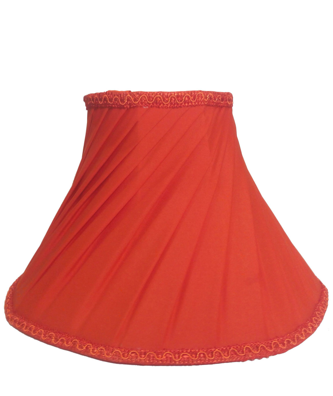 RDC 12 Inches Round Slanting Pleated Orange with Lace Border Lamp Shade for Table Lamp