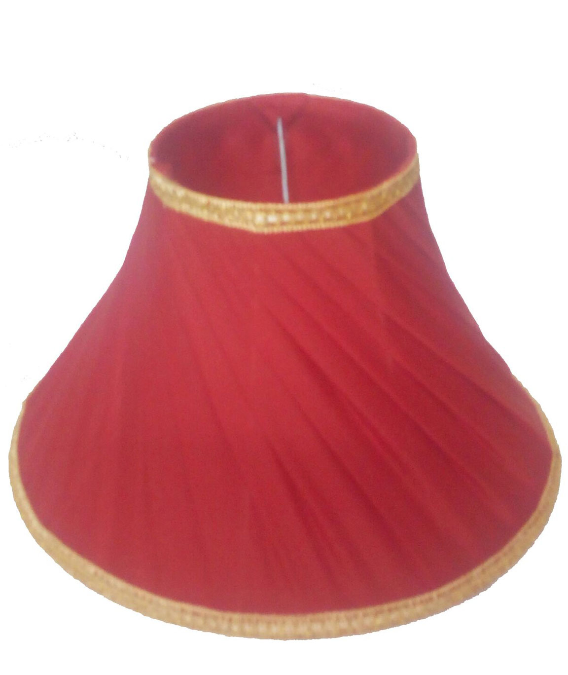RDC 12 Inches Round Slanting Pleated Red with Golden Border Lamp Shade for Table Lamp