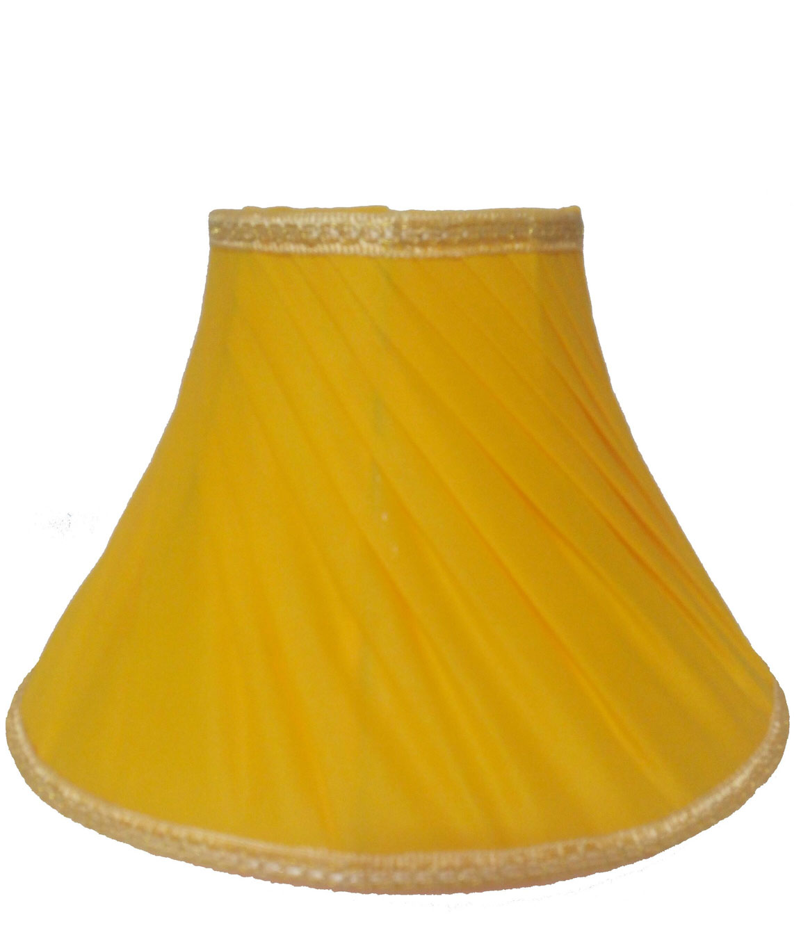 RDC 12 Inches Round Slanting Pleated Yellow with Golden Border Lamp Shade for Table Lamp