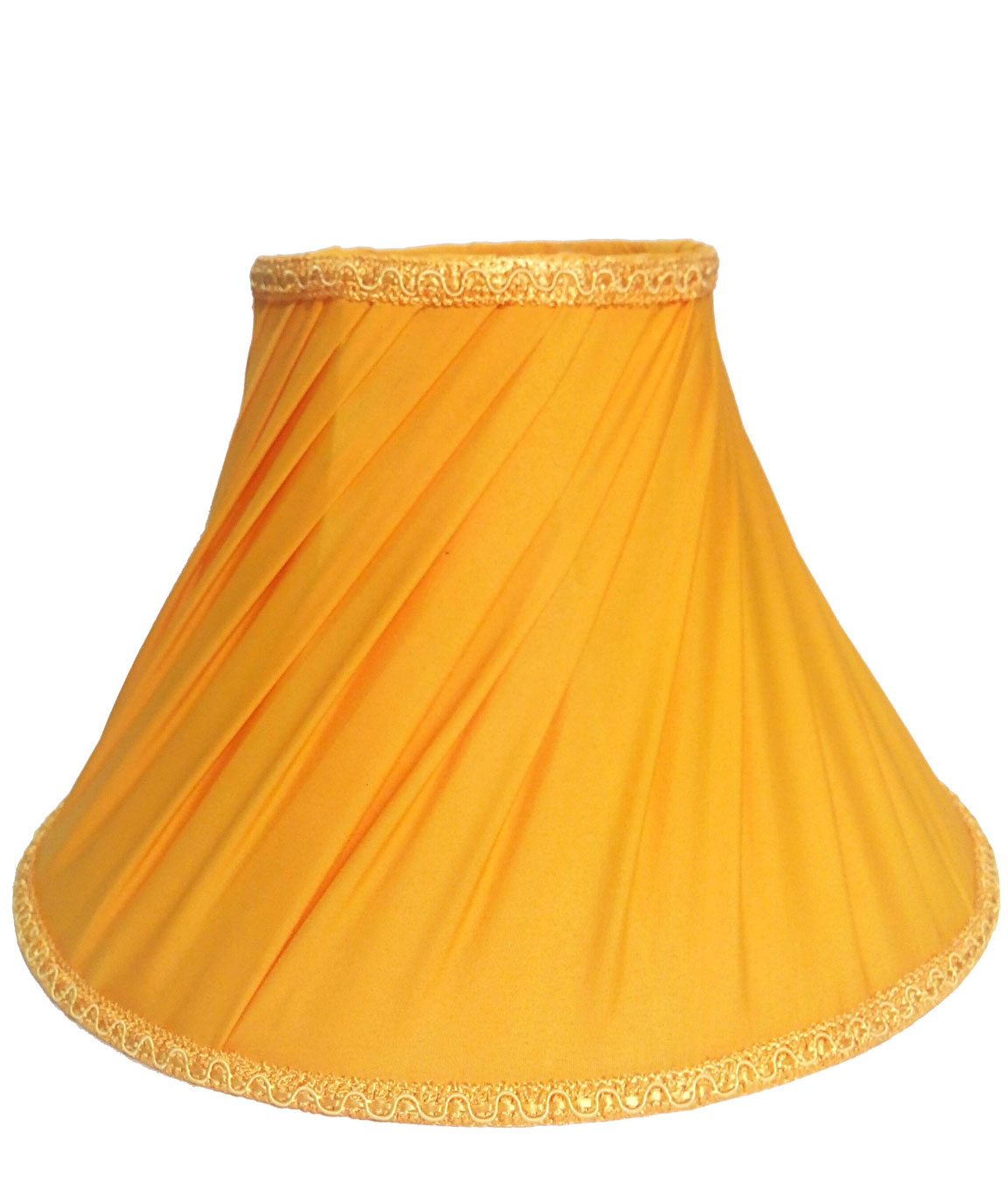 RDC 12 Inches Round Slanting Pleated Yellow with Lace Border Lamp Shade for Table Lamp