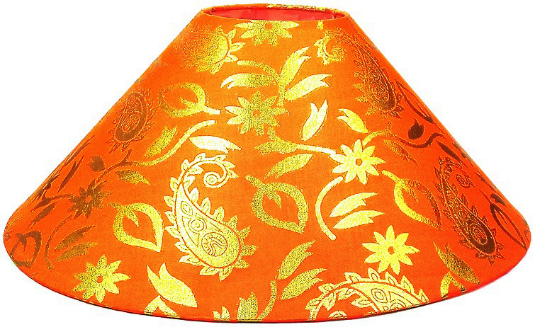 RDC 13 Inches Round Orange with Golden Designer Lamp Shade for Table Lamp