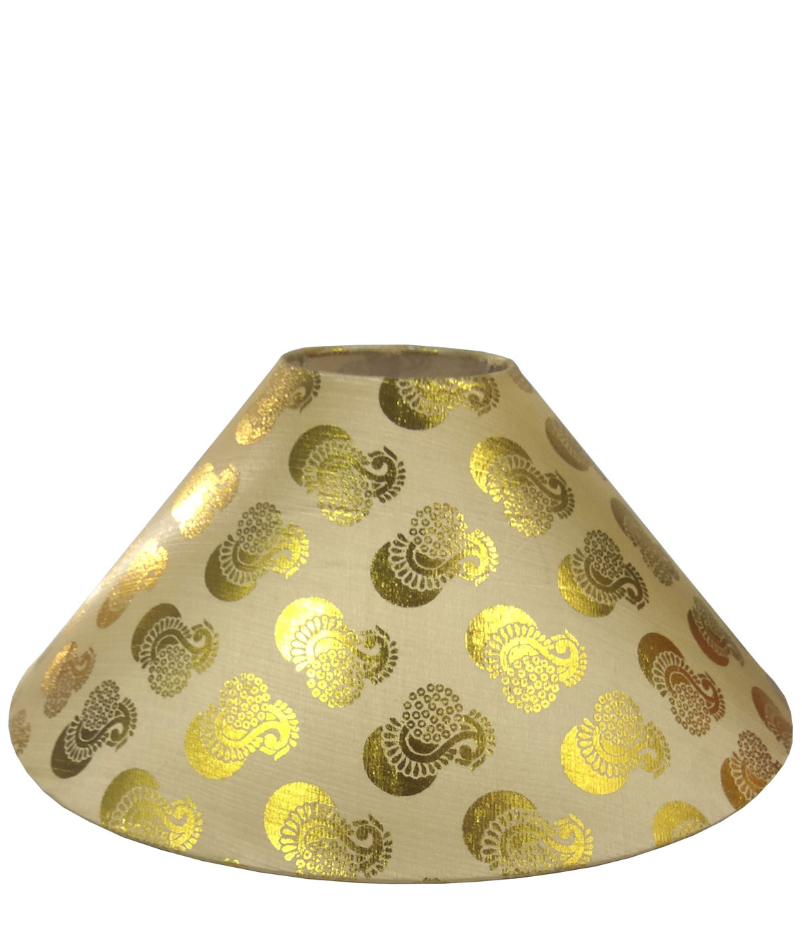 RDC 13 Inches Round Cream with Golden Designer Lamp Shade for Table Lamp