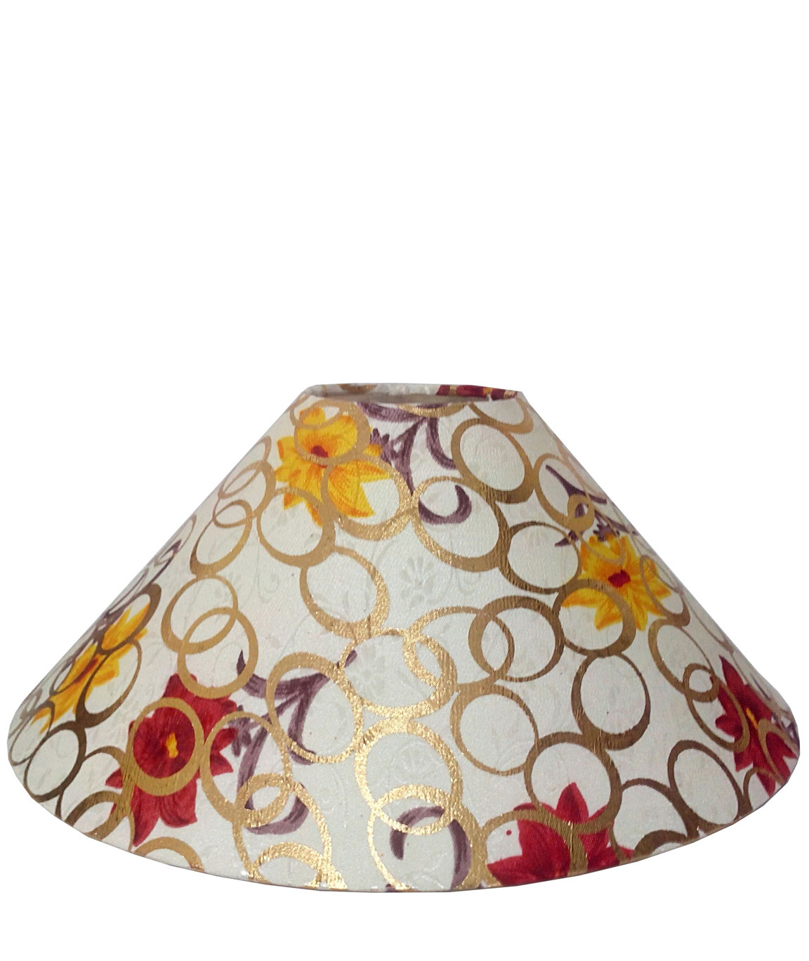 RDC 13 Inches Round Cream with Golden Polka Dots Flower Design Lamp Shade for Table Lamp