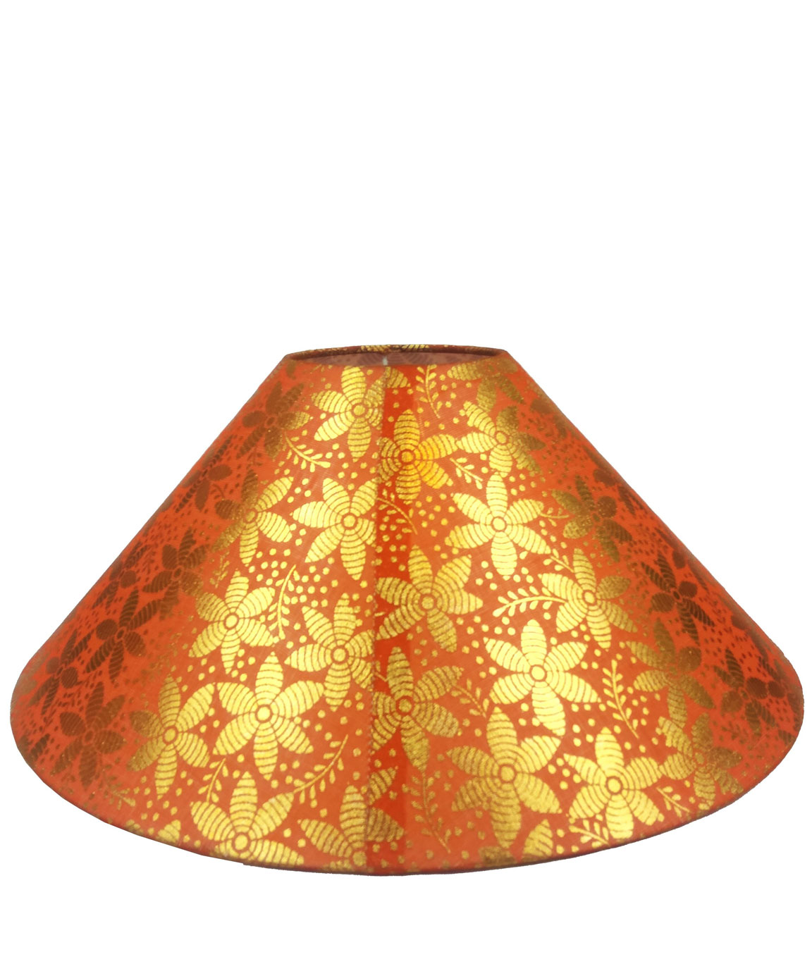 RDC 13 Inches Round Orange with Golden Designer Lamp Shade for Table Lamp