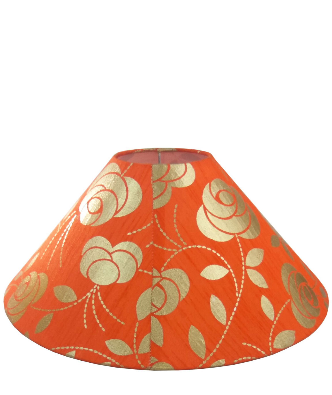 RDC 13 Inches Round Orange with Golden Floral Design Lamp Shade for Table Lamp