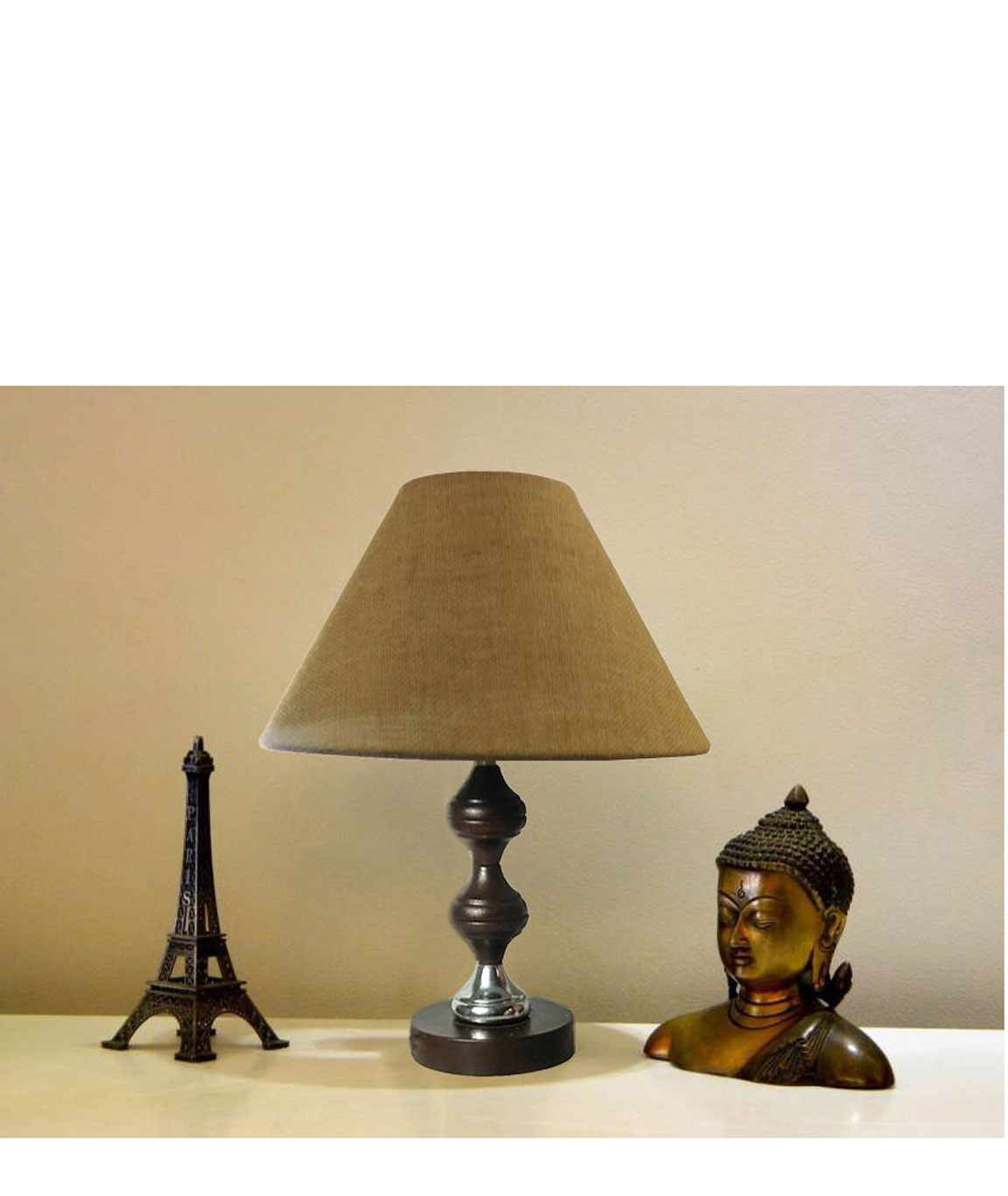 RDC Brown Silver Stand Table Lamp with 10 Inches Round Sand-Brown Jute Lamp Shade