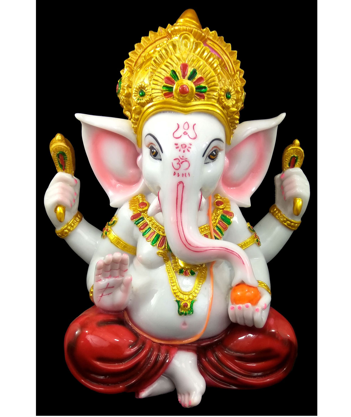 RDC Decorative Lord Ganesha God Mukut Ganesh Ji Premium Quality Poly Resin Idol Statue Sculpture for Home Decor/Gift Item (20*16*23 cms)