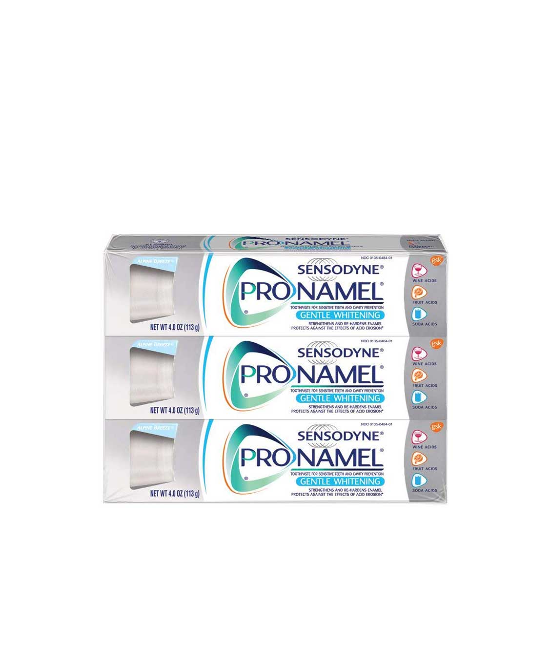 Sensodyne Pronamel Gentle Whitening Fluoride Toothpaste To Strengthen and Protect Enamel, 4 Ounce (Pack of 3)