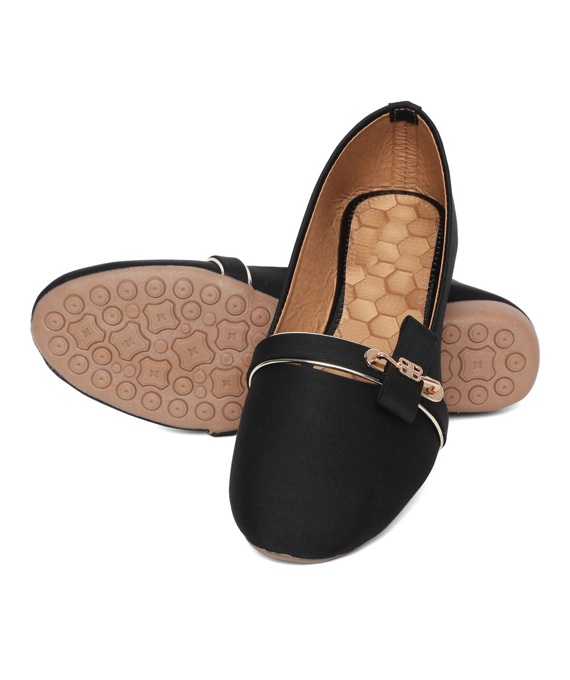 Sindhi Footwear Women`s Black Rexin Casual Ballerinas