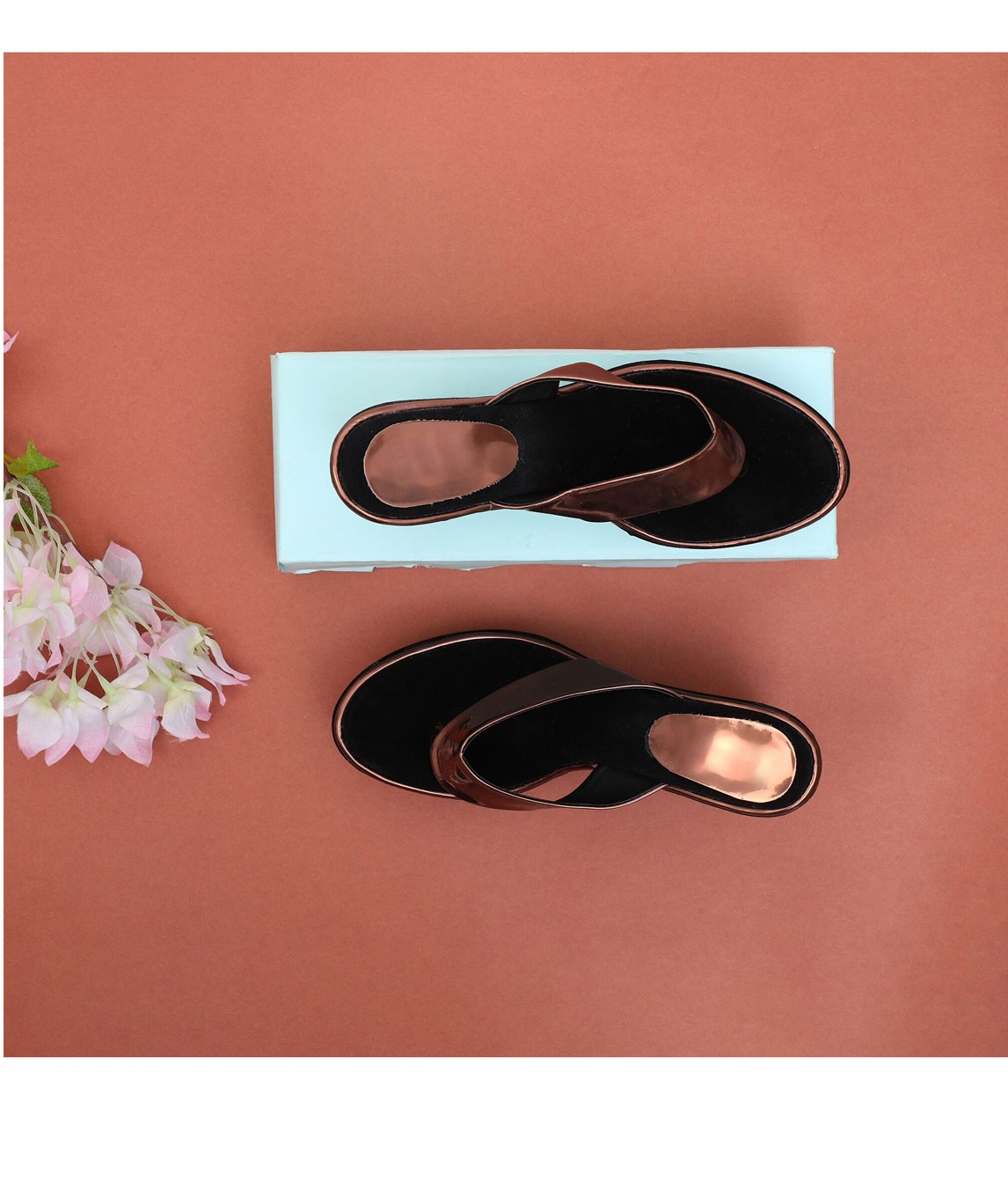 Sindhi Footwear Women`s Copper Synthetic Leather Sandals