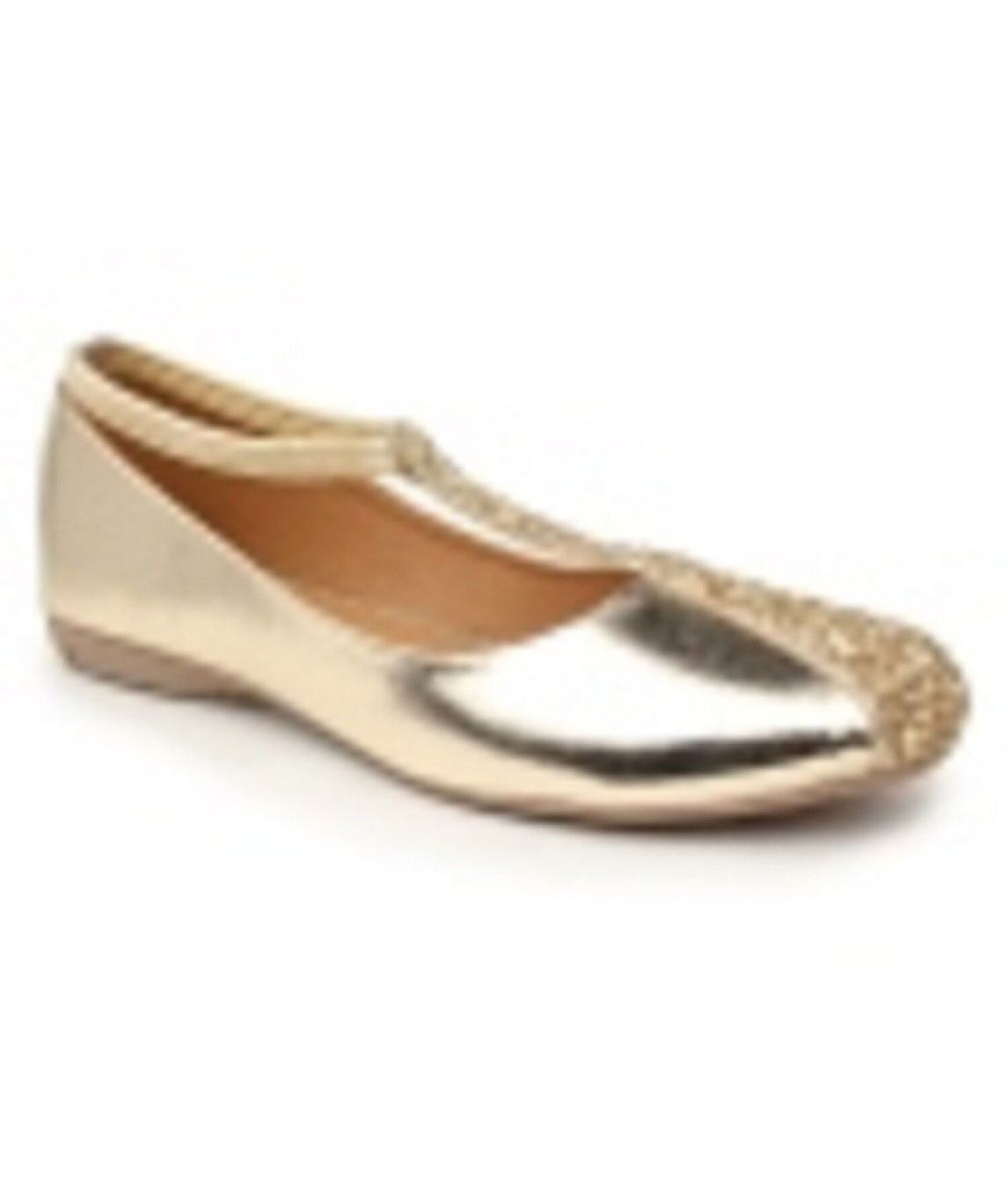 Sindhi Footwear Women`s Golden Rexin Ethnic Ballerinas