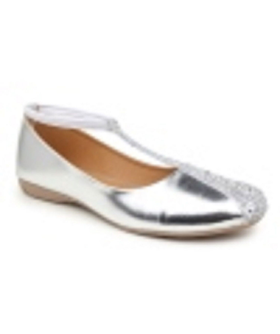 Sindhi Footwear Women`s Silver Rexin Ethnic Ballerinas