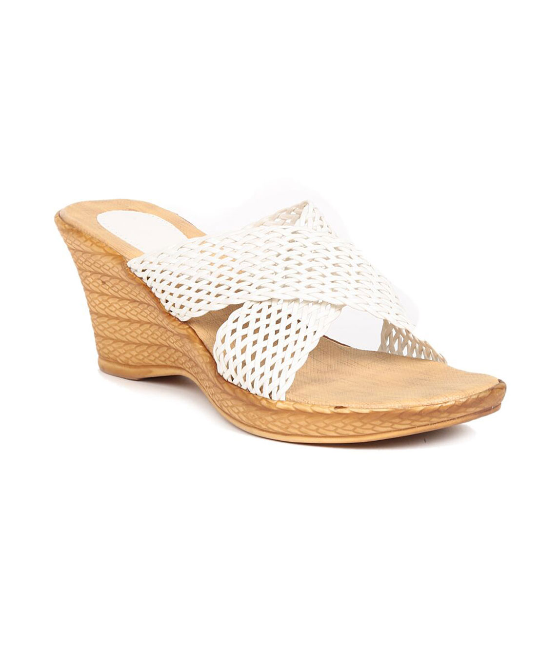 Sindhi Footwear Women`s White Rexin Casual Wedge