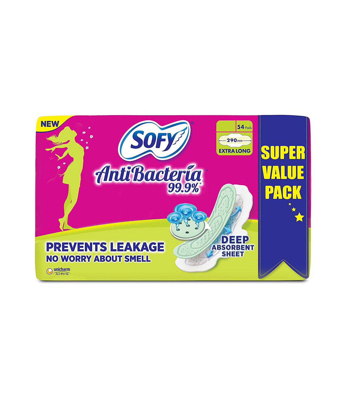 Sofy Antibacteria Extra Long Pads - 54 Count