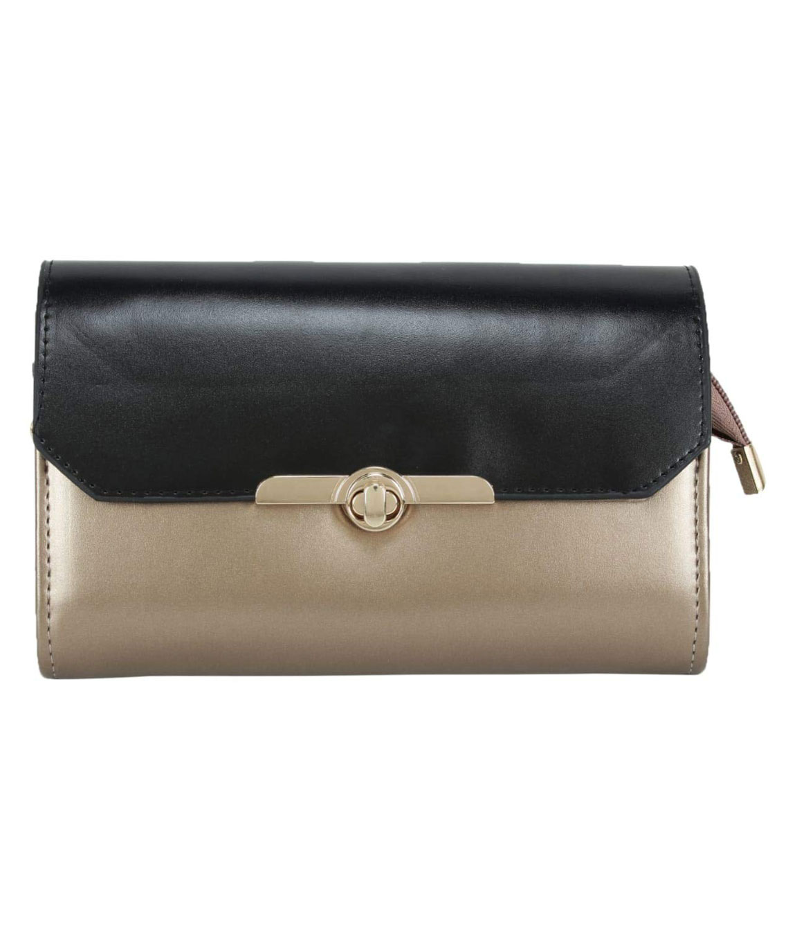 Talat Fashion PU Leather Stylish Wallet/Clutch/Purse for Women & Girls(golden&black)