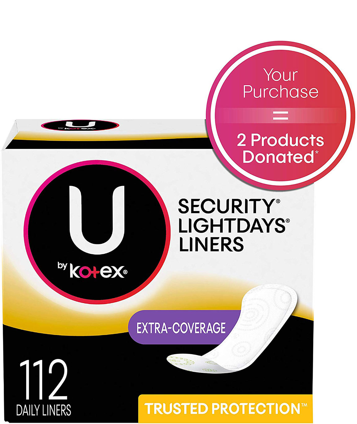 U by Kotex Lightdays Liners Extra Coverage Unscented Jumbo Pack 112 Count