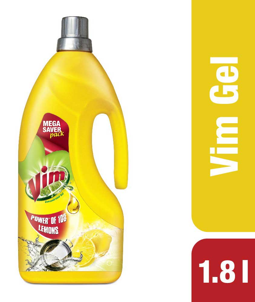 Vim Dishwash Gel, Lemon, 1.8 L