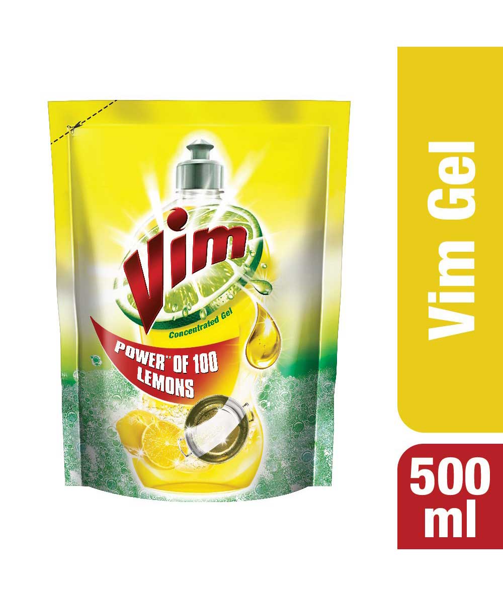 Vim Dishwash Liquid, Lemon - 500 ml