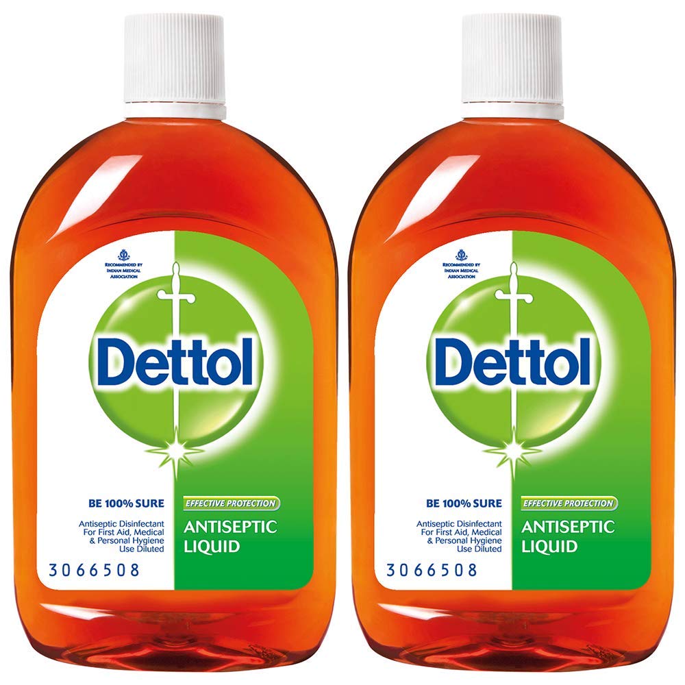 Dettol Antiseptic Disinfectant liquid for First aid, Surface Cleaning and Personal Hygiene, 550ml Each (Pack of 2)