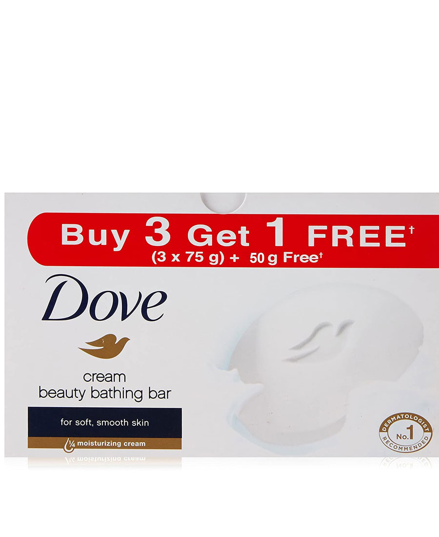 Dove Cream Beauty Bathing Bar, 75gm (Pack of 3) with Free 50 gm