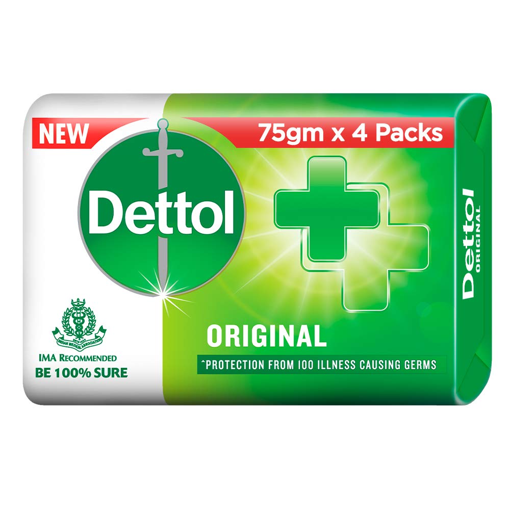 Dettol Original Germ Protection Bathing Soap bar, 75gm (Pack of 4)