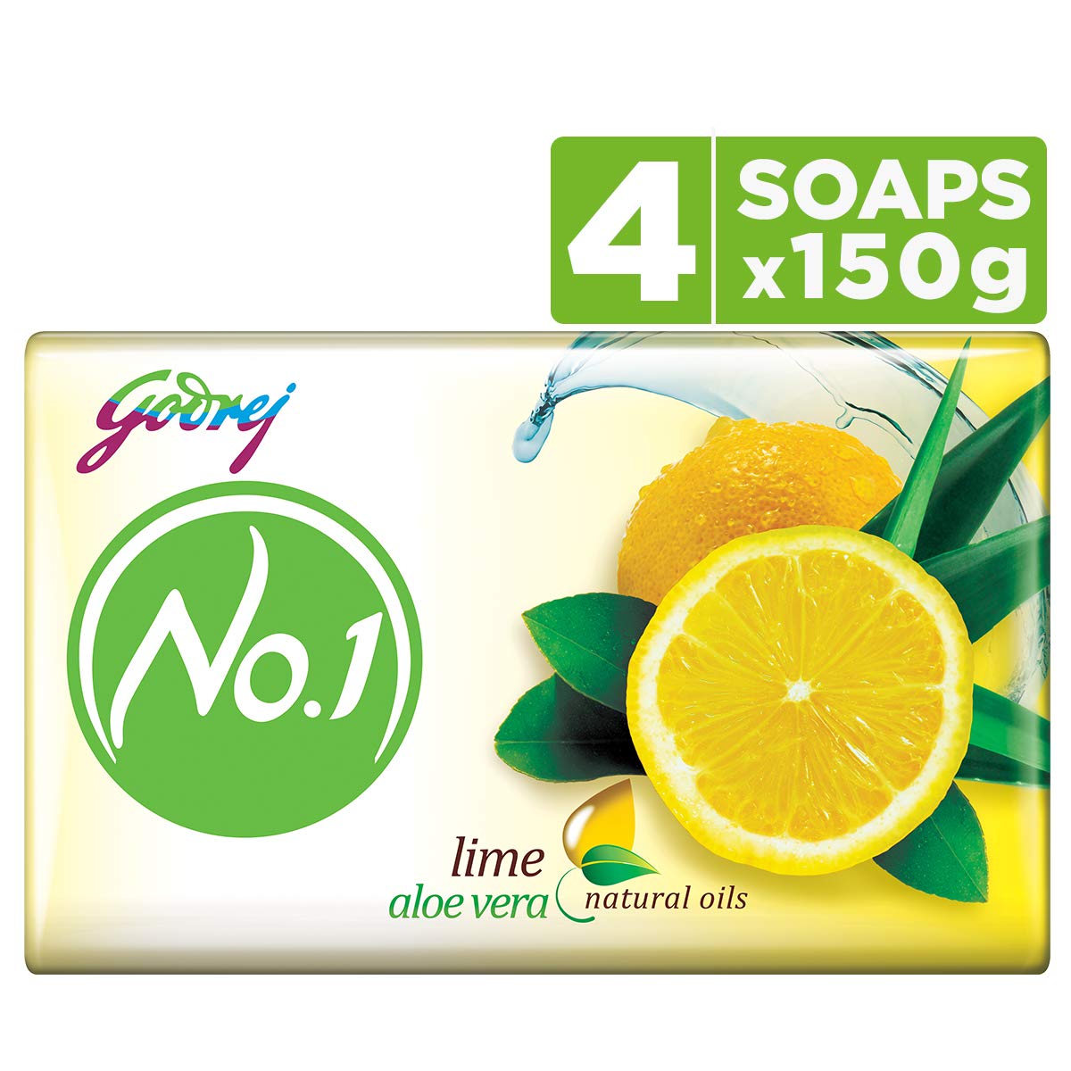Godrej No.1 Lime and Aloe Vera Soap, 150gm (Buy 3 Get 1 Free)