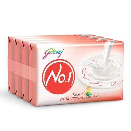 Godrej No.1 Bathing Soap, Kesar & Milk Cream, 150gm (Pack of 4)