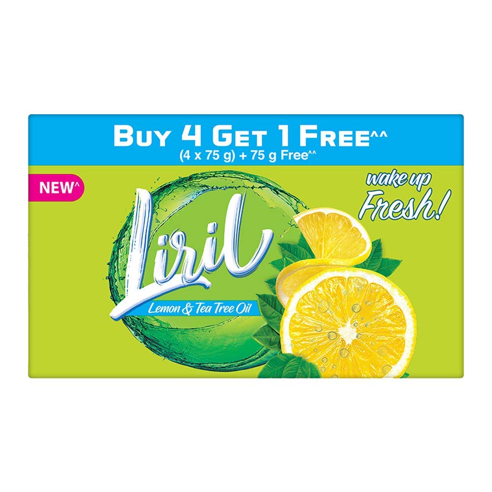 Liril Lemon and Tea Tree Oil Soap, 75gm (Buy 4 Get 1 Free)