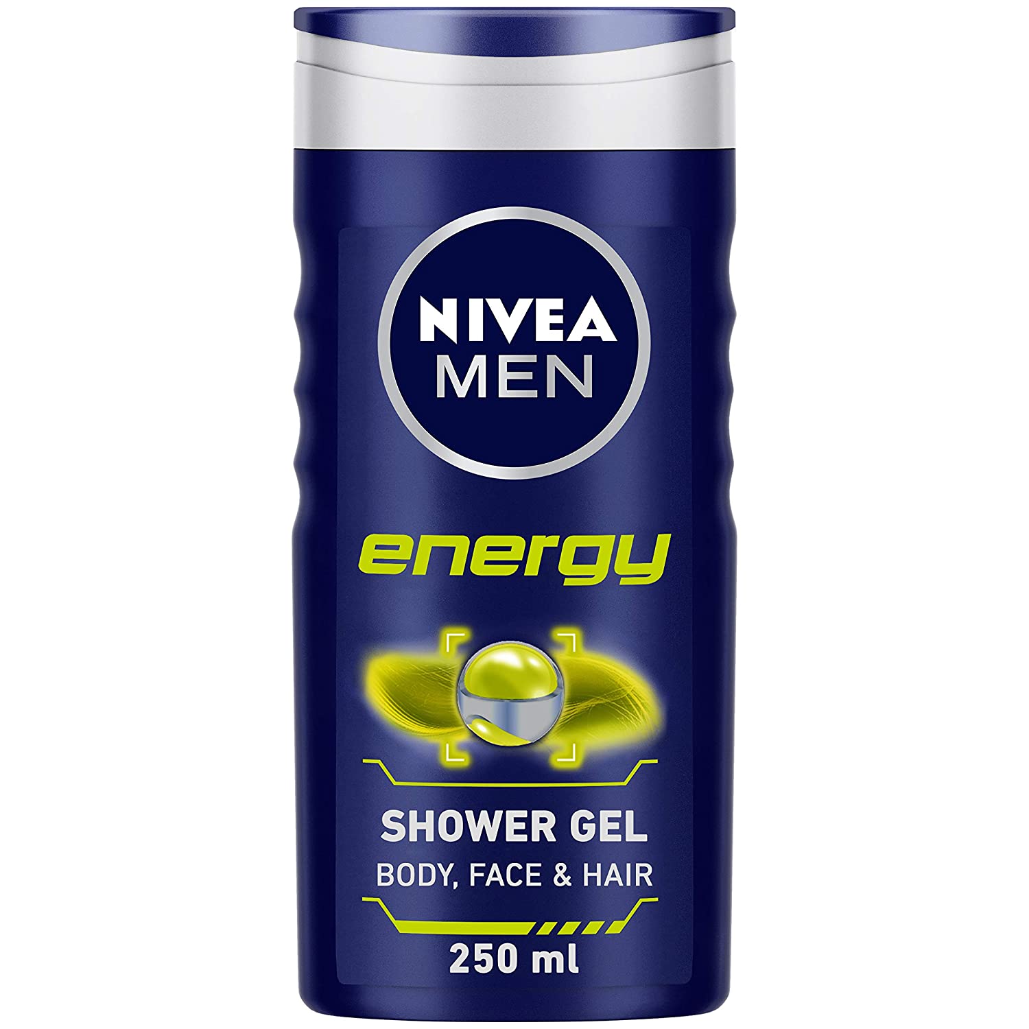 NIVEA Men Body Wash, Energy with Mint Extracts, Shower Gel for Body, Face & Hair, 250 ml