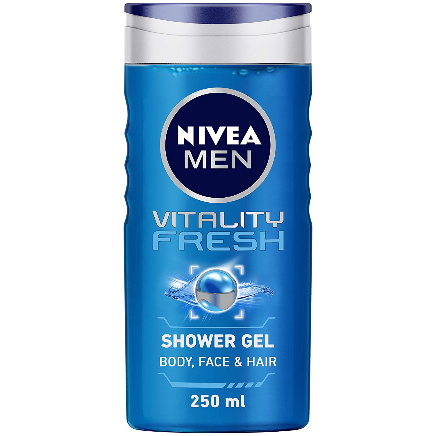 NIVEA Men Body Wash, Vitality Fresh with Ocean Minerals, Shower Gel for Body, Face & Hair, 250 ml