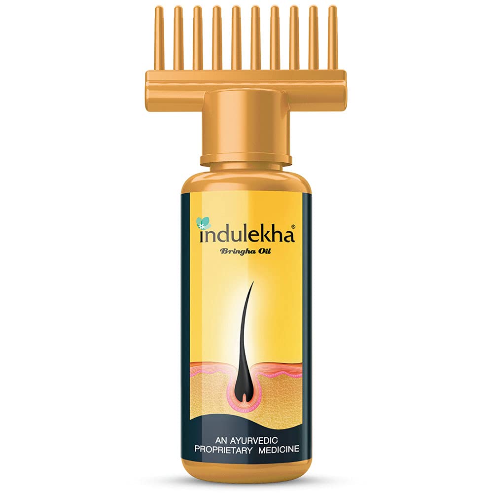 Indulekha Bringha Oil, Reduces Hair Fall And Grows New Hair, 100% Ayurvedic Oil, Free From Parabens, Sulphates, Silicones & Synthetic Dyes 50ml