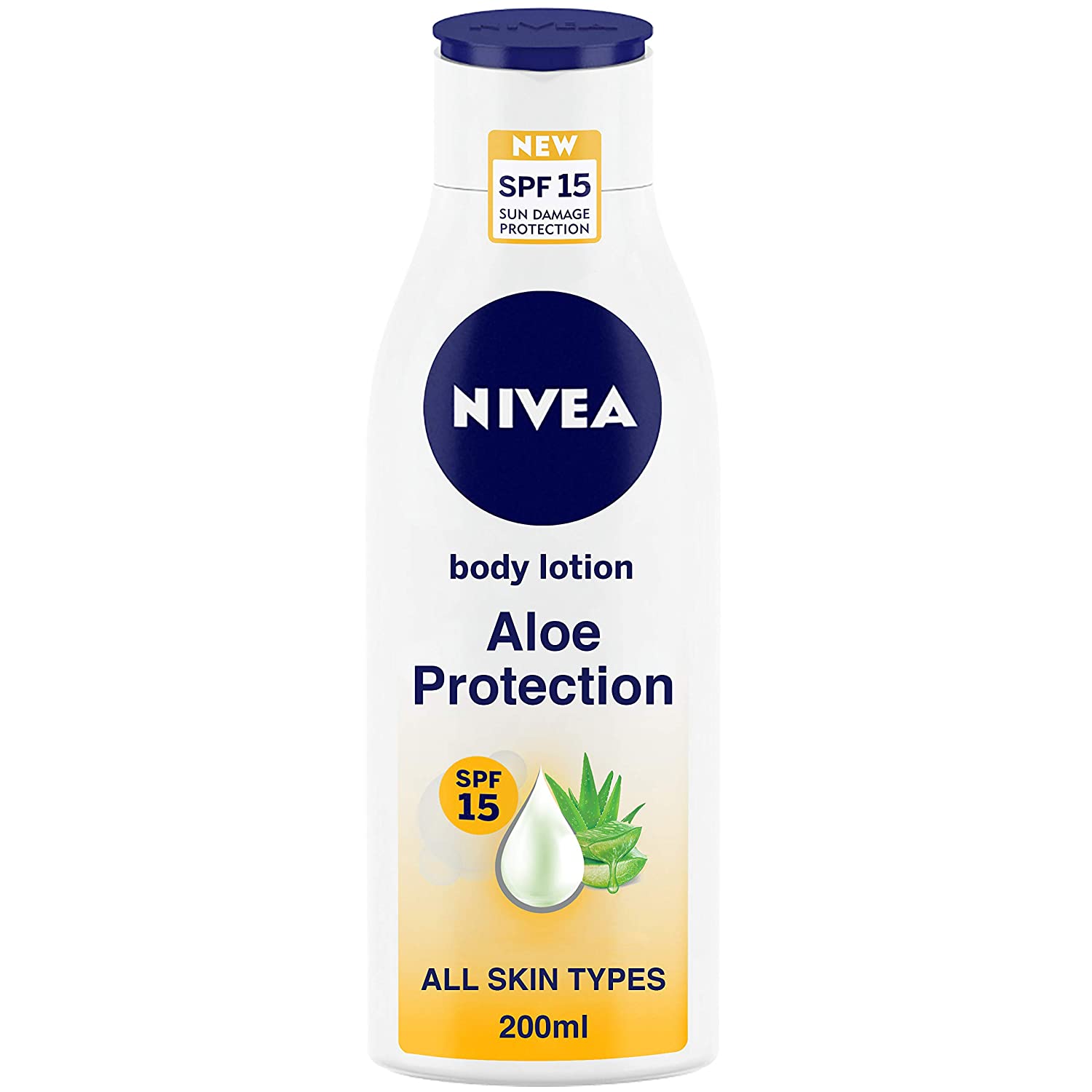 NIVEA Body Lotion, Aloe Protection SPF 15, for Men & Women, 200 ml
