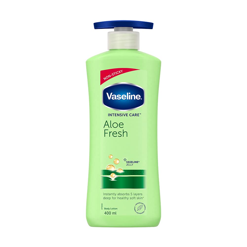 Vaseline Intensive Care Aloe Fresh Body Lotion, with Aloe Extract, Non Greasy, Non Sticky Formula For Hand & Body for Normal Skin 400 ml