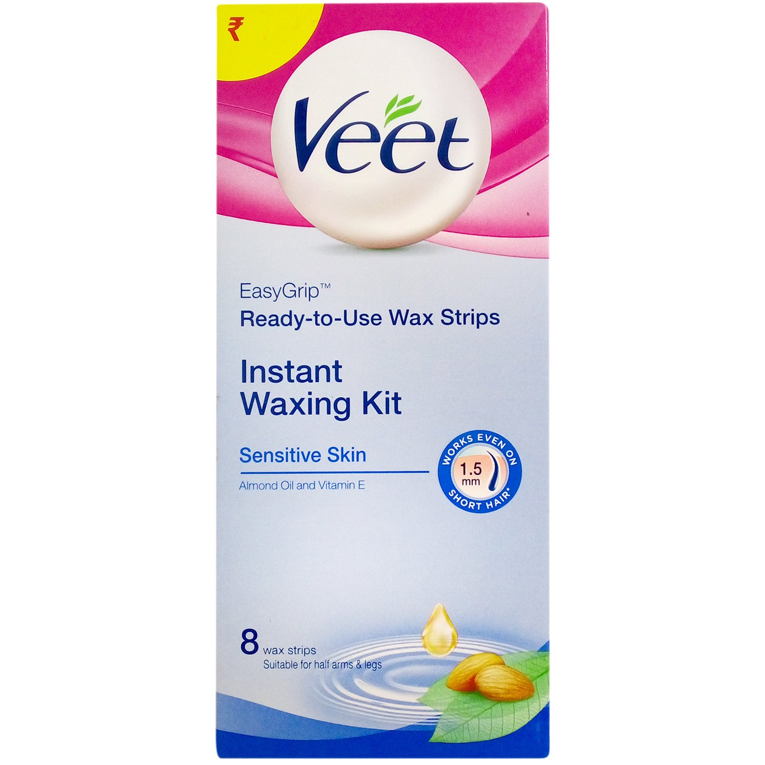 Veet Instant Waxing Kit for Sensitive Skin, 8 Pieces Carton