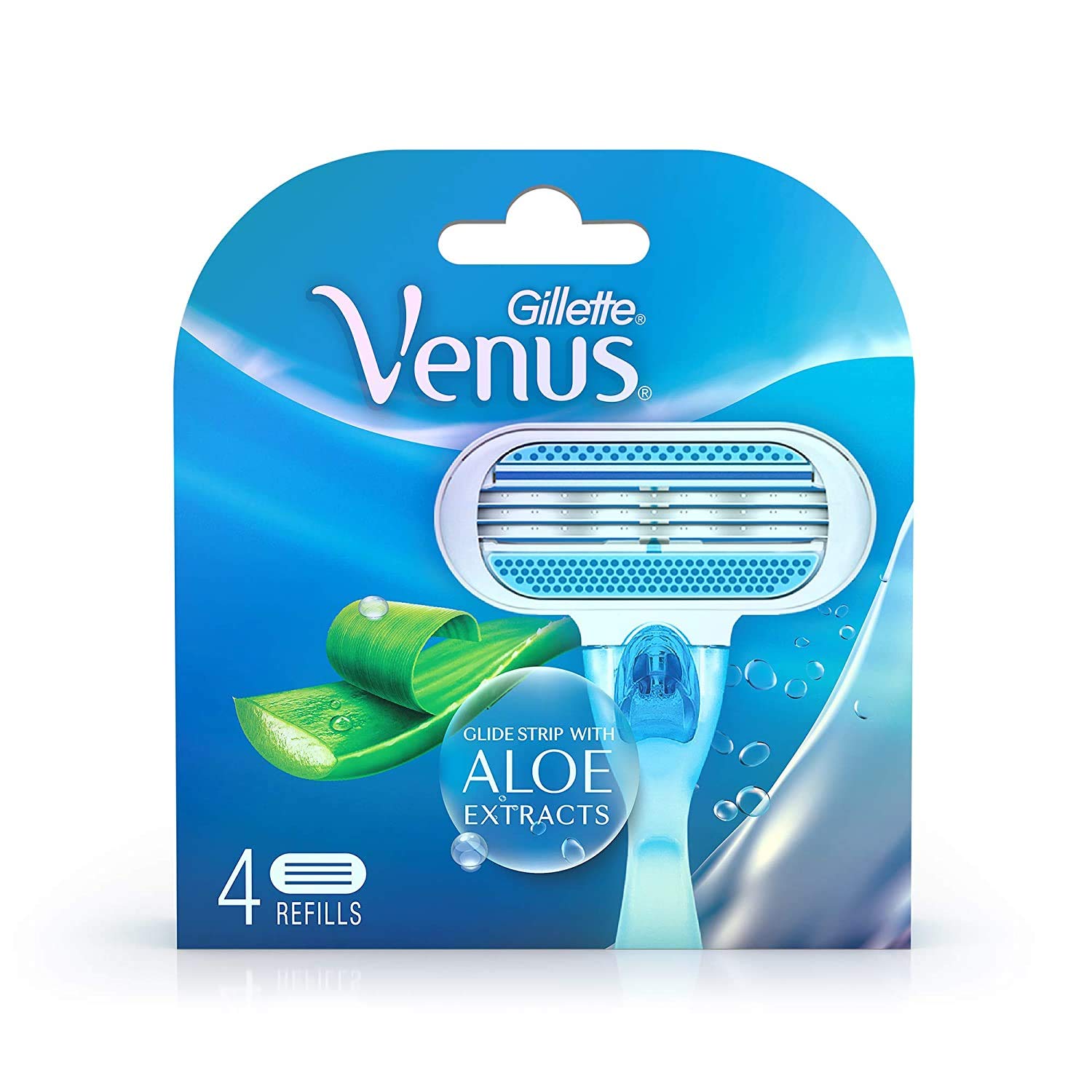 Gillette Venus Hair Removal Razor Blades/Refills/Cartridges for Women - 4 Pieces (Aloe Vera)