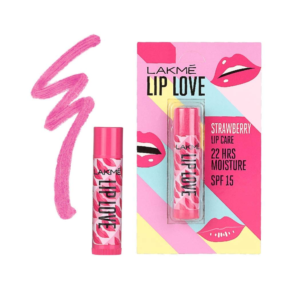 Lakme Lip Love Chapstick, Strawberry, Lip Balm With Spf 15, 4.5 gm