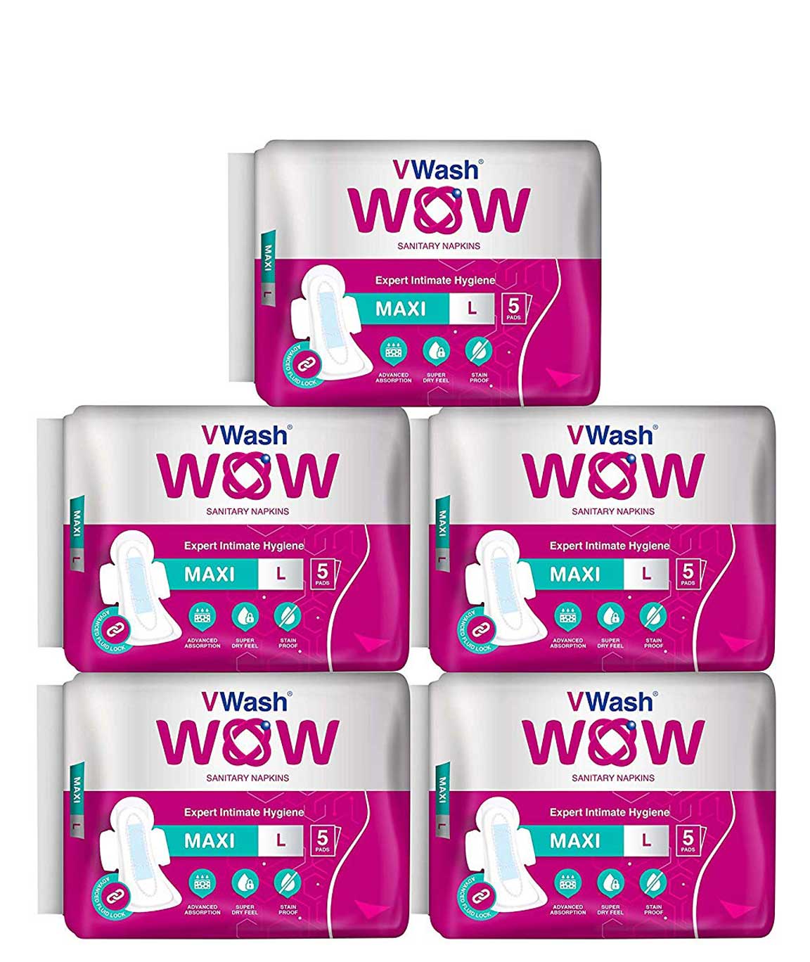 VWash WOW Maxi Napkins - 5 Pieces(Pack of 5, Large)