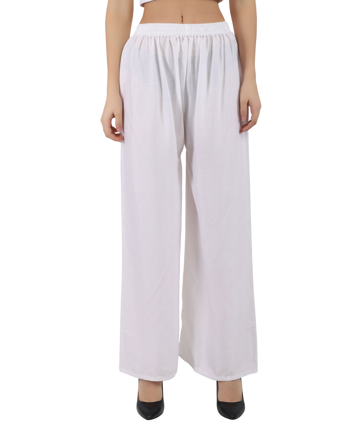 Woman Free Size Plazzo(White)