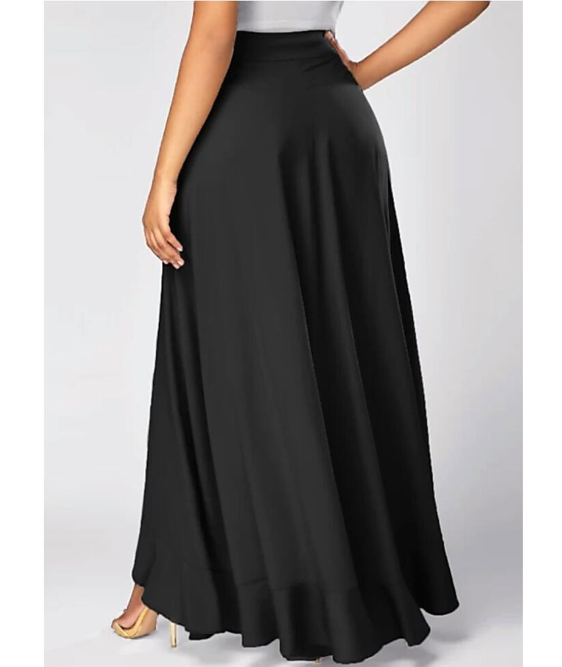 WOMEN BLACK RUFFLE PALAZO