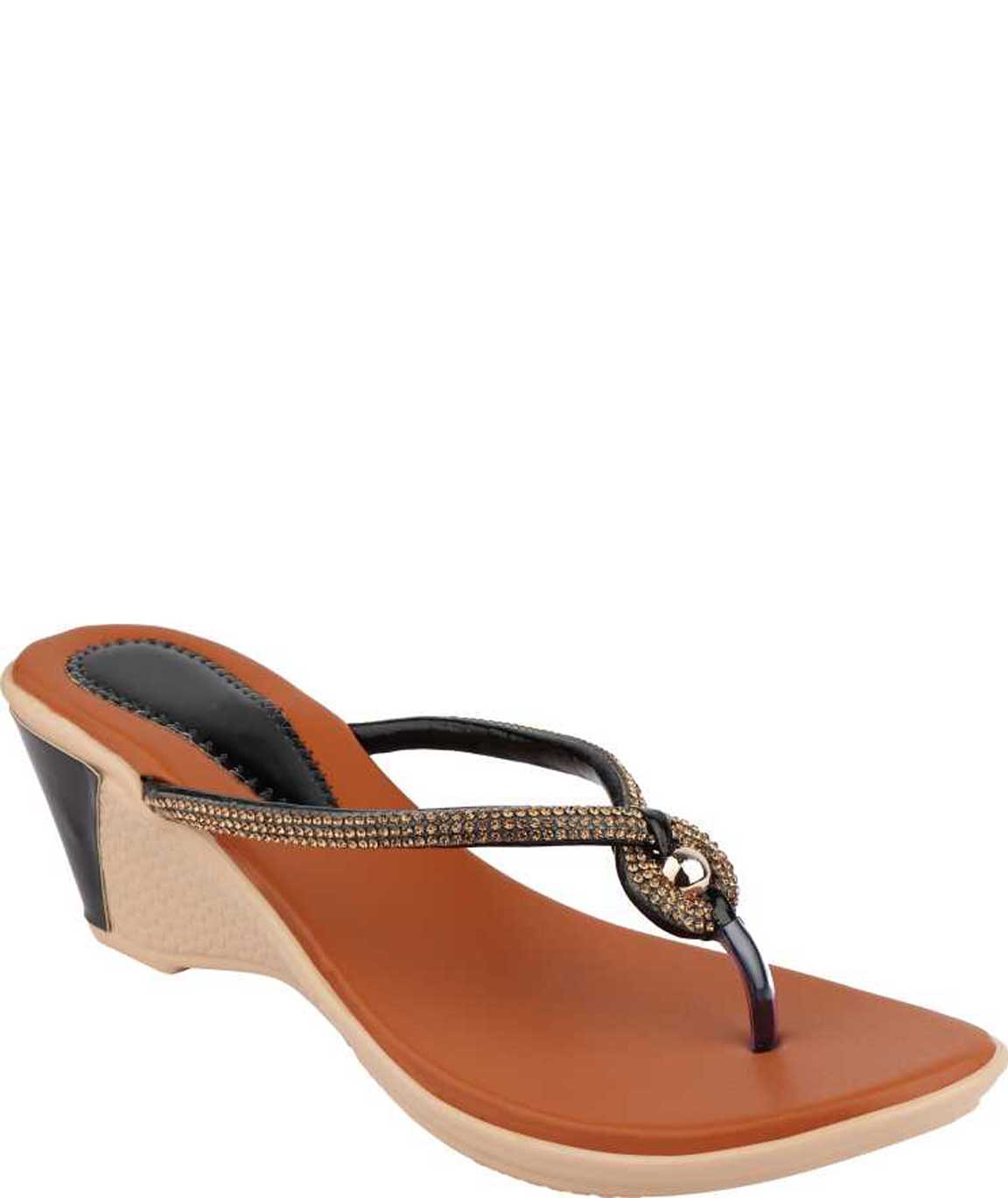 WOMEN BLACK STONE WEDGES