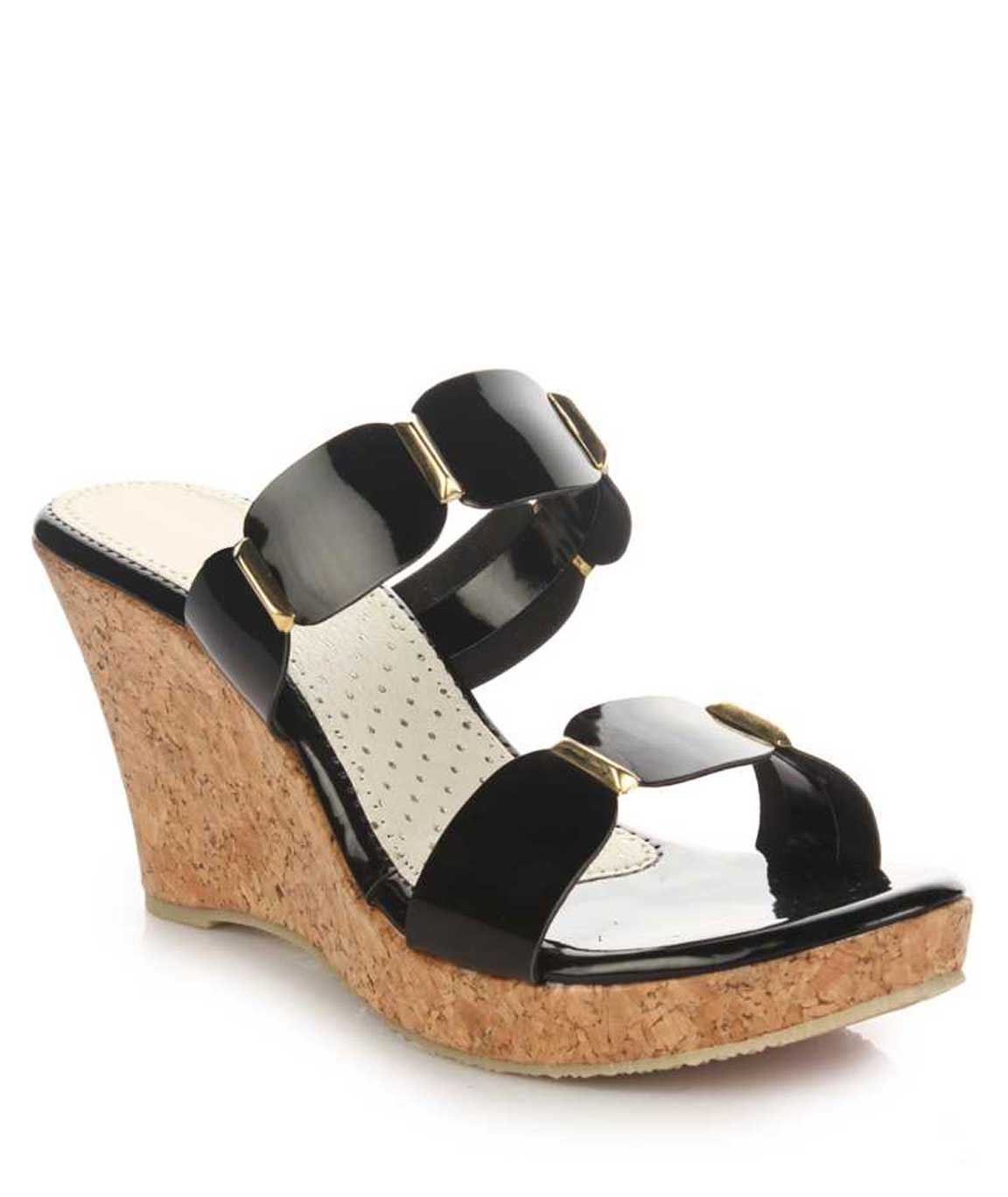 WOMEN BLACK WEDGES HEELS