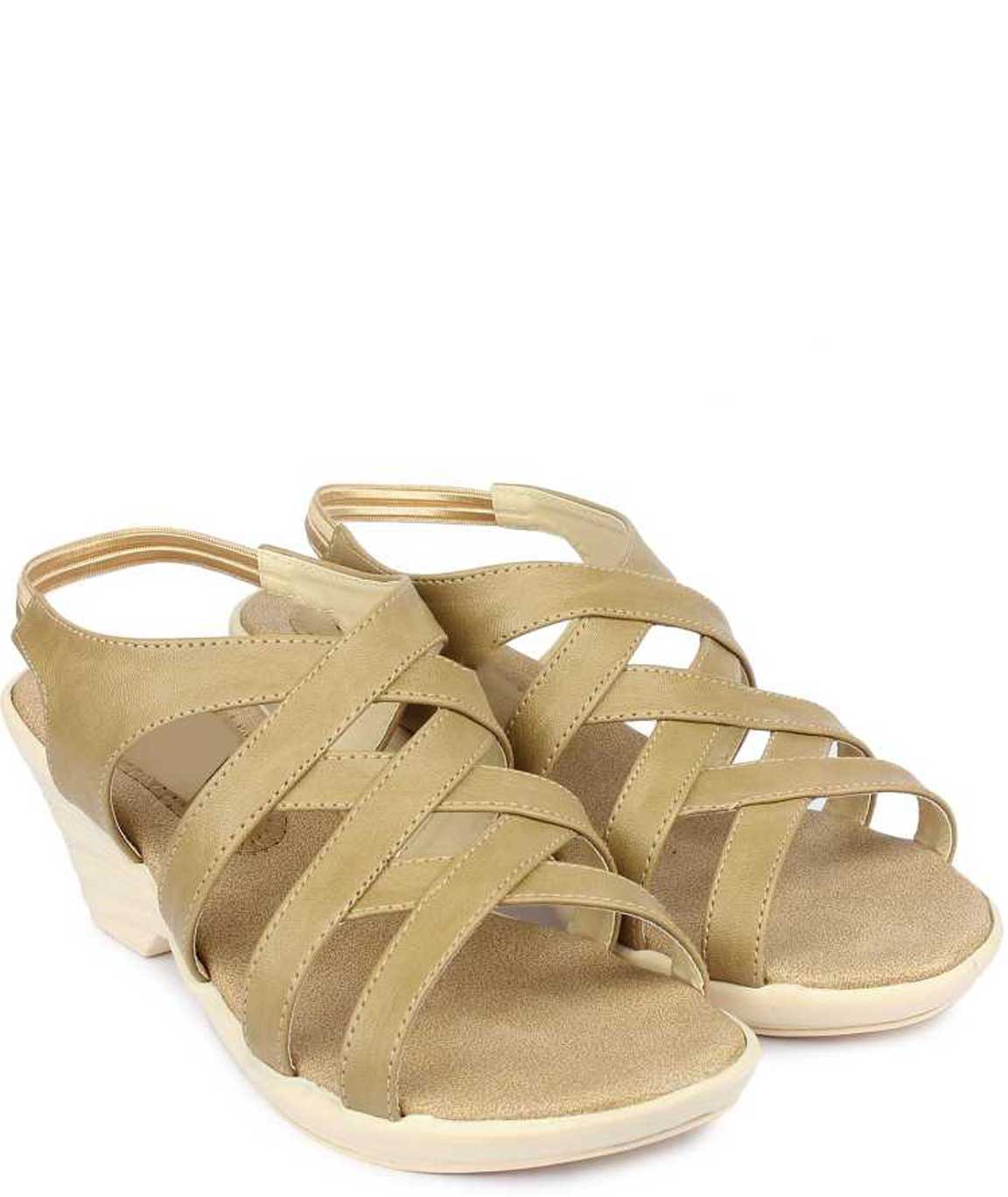 WOMEN CREAM WEDGE SANDALS