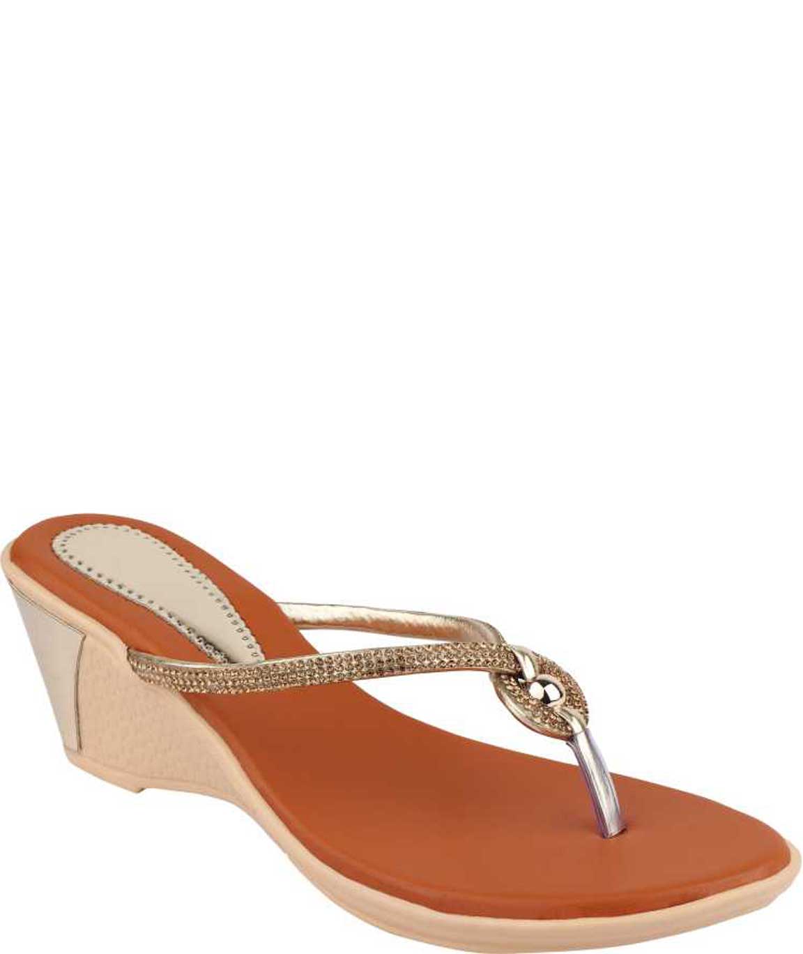 WOMEN GOLDEN STONE WEDGES