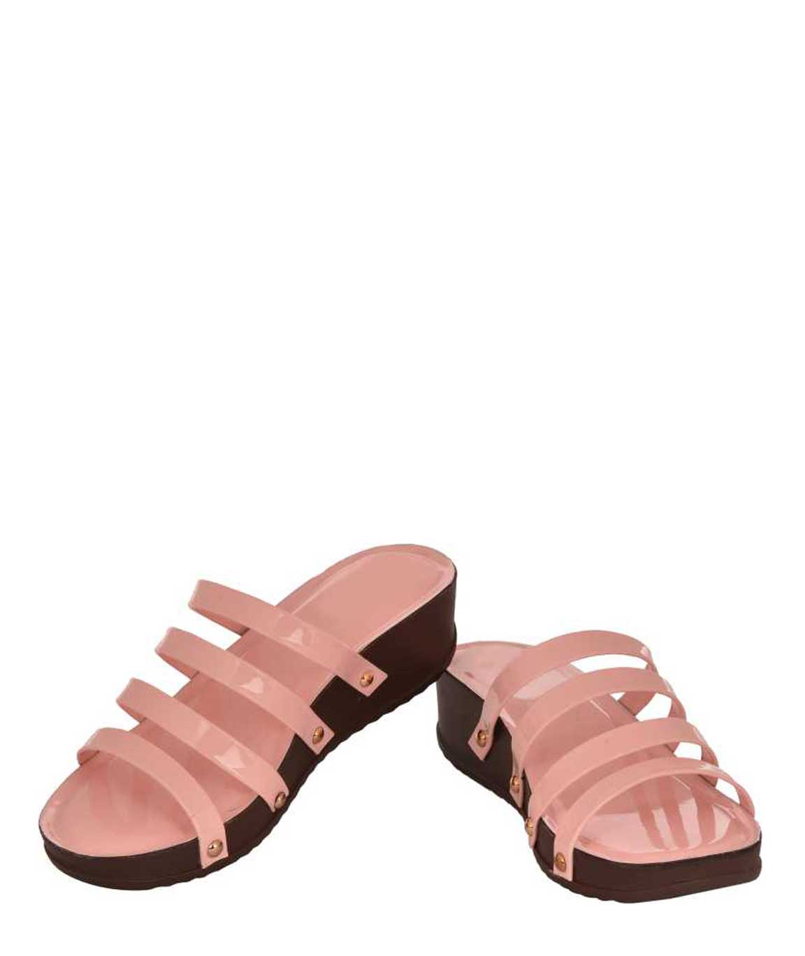 WOMEN PINK STRIPS WEDGES