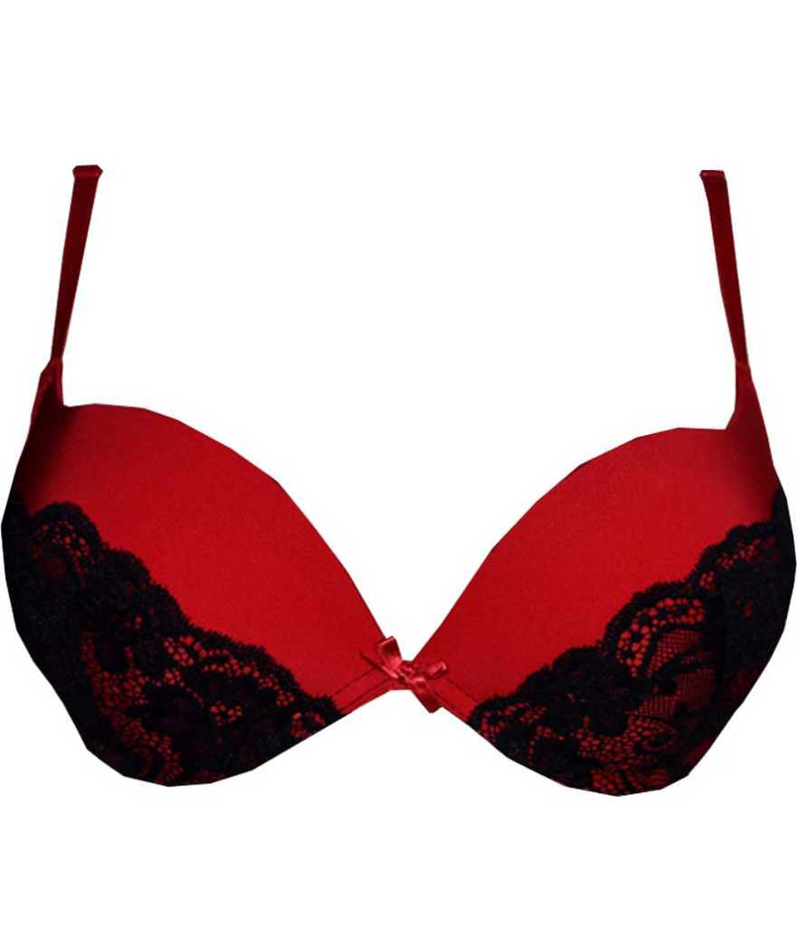 Women Plunge Lightly Padded Bra  (Red)