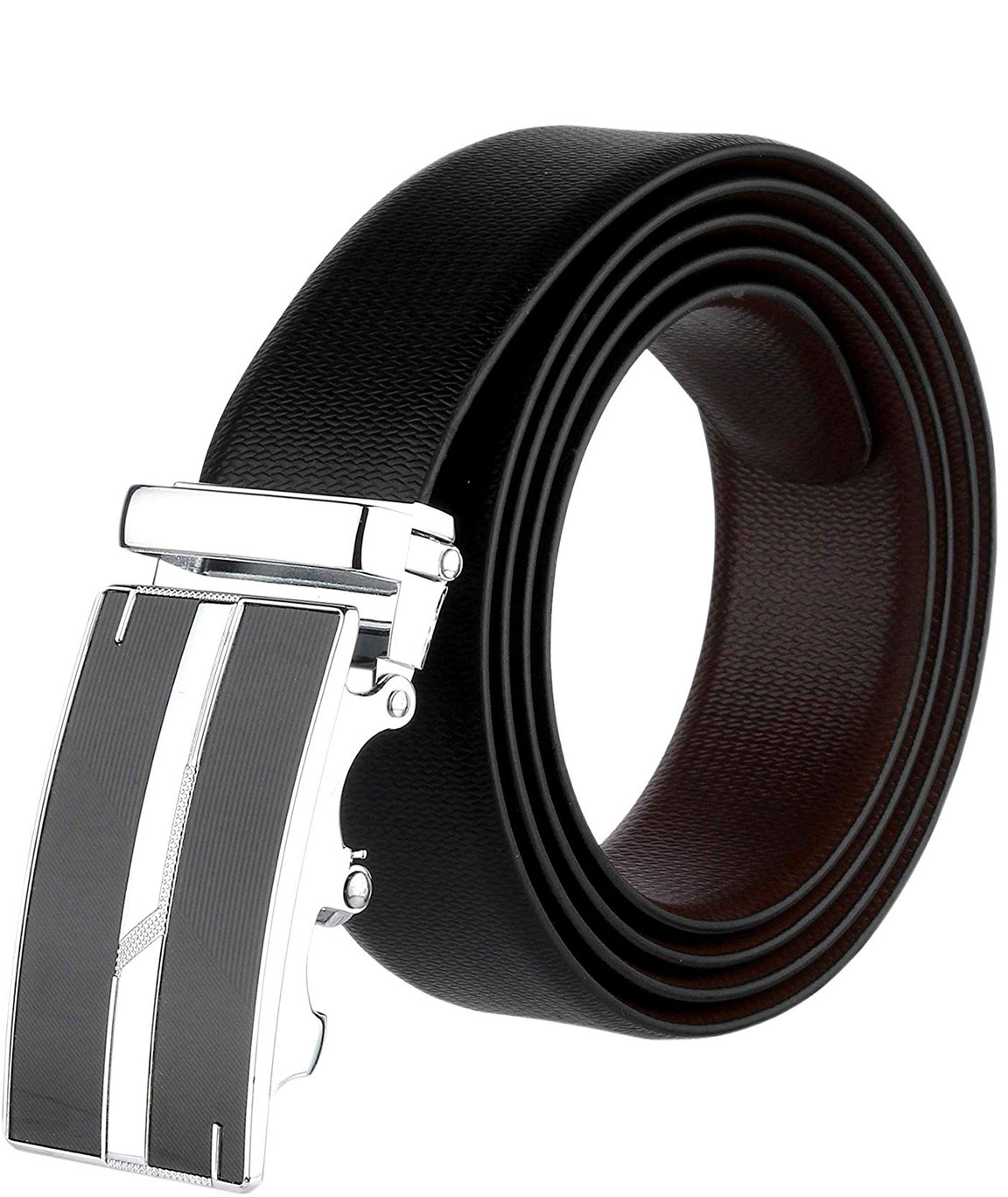 ZORO Men`s Genuine Leather Italian Reversible autolock Belt, Black (1 Year Guarantee) - belts for men casual stylish leather- belts for men formal branded with auto lock
